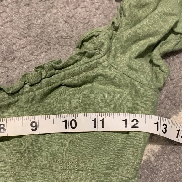 80-Wilfred Olive Green Ruffle Crop Top - Picture 6 of 6